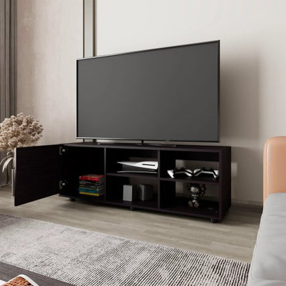 Wengue 51 inch TV Stand with Door and Open Shelf Storage