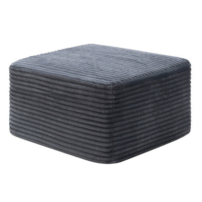 37.5" Corduroy Square Upholstered Ottoman, Soft Padded Foot Stool for Living Room Bedroom Decor
