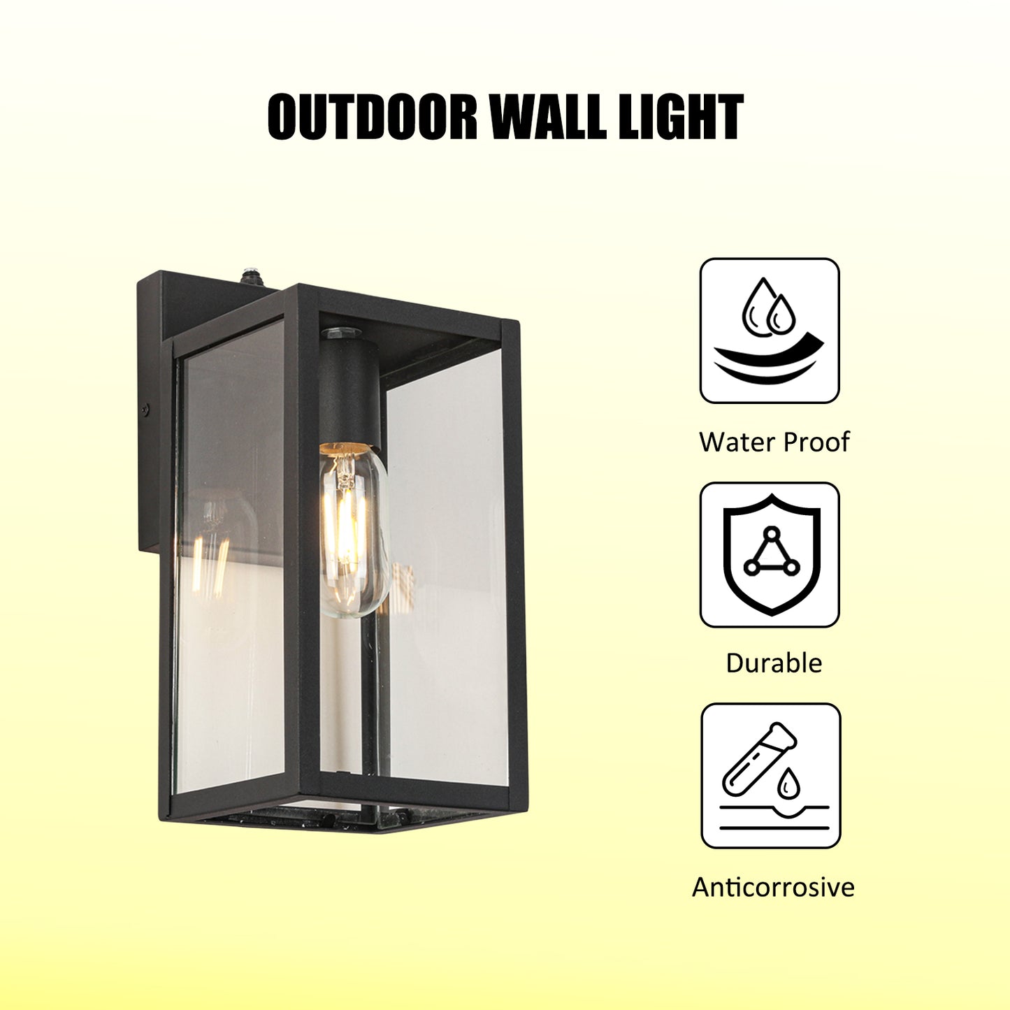 Dusk to Dawn Sensor Outdoor Wall Light, Waterproof Outdoor Wall Lamps, Wall Sconce with Seeded Glass, Matte Black