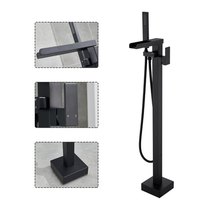 Single-Handle Free Standing Claw Foot Freestanding Tub Faucet with Handheld Shower in. matte black