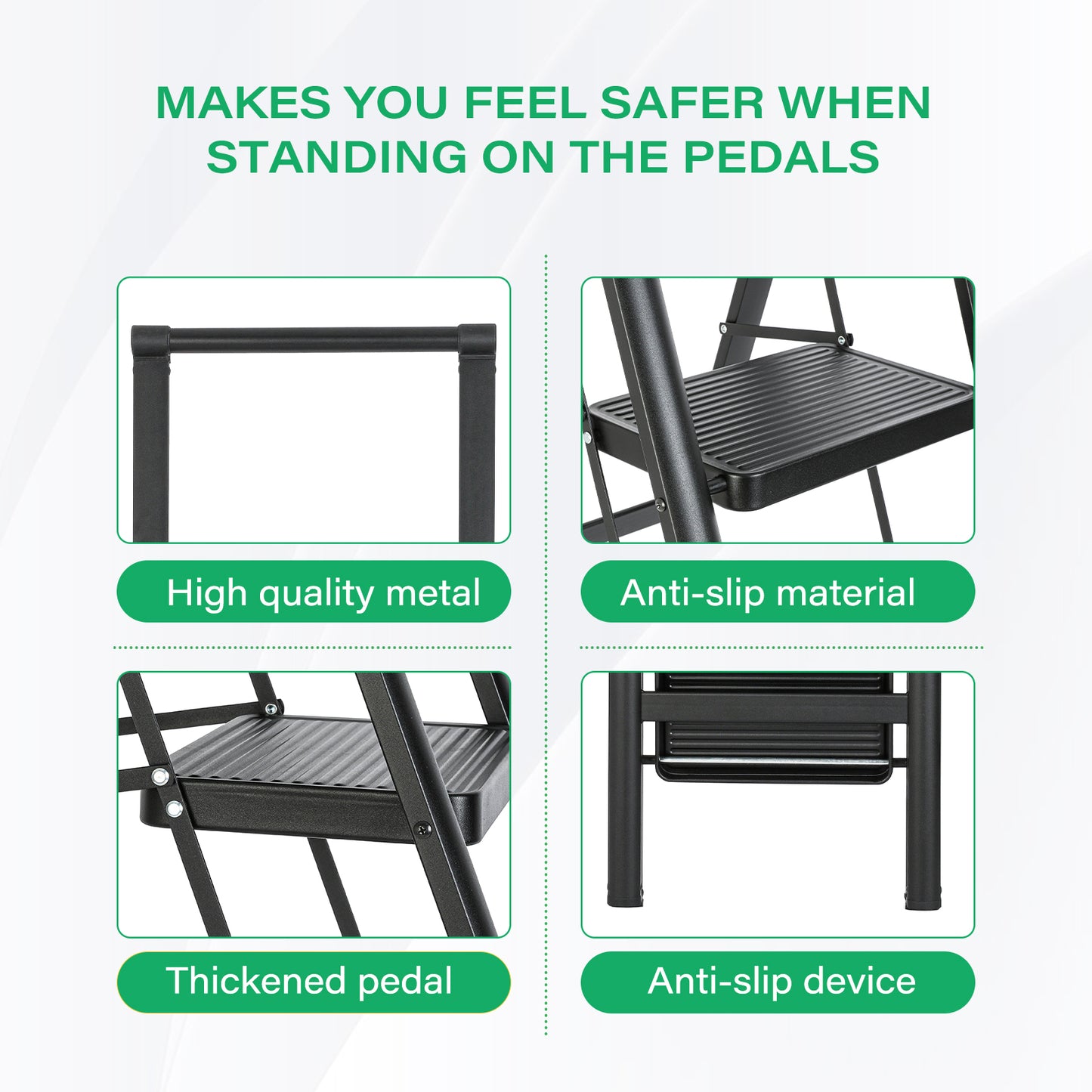 5-Step Steel Folding Step Stool Ladder 330 lbs. Load Capacity (1.5 ft. Industry Standard Ladder Height),Black