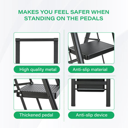 5-Step Steel Folding Step Stool Ladder 330 lbs. Load Capacity (1.5 ft. Industry Standard Ladder Height),Black