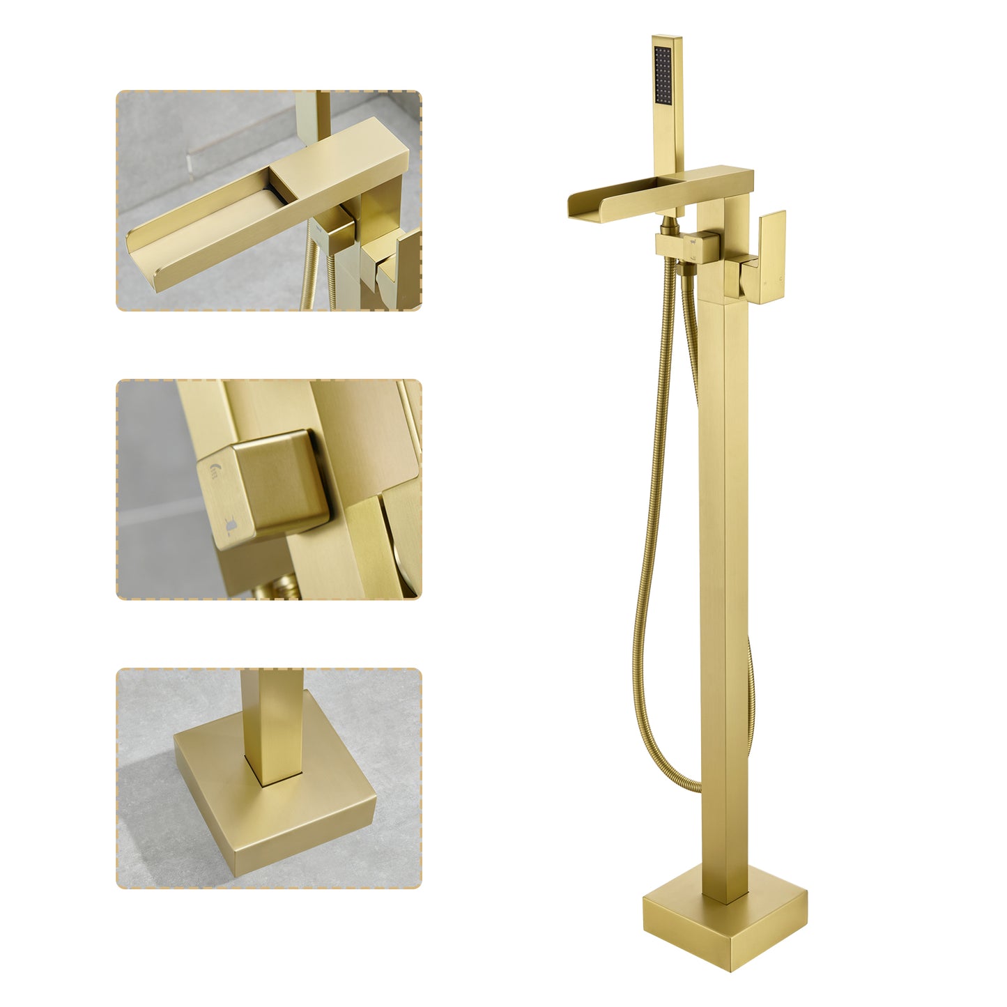 Single-Handle Free Standing Claw Foot Freestanding Tub Faucet with Handheld Shower in. Brushed Gold