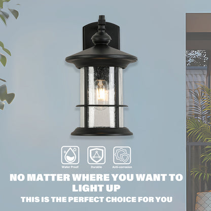 1 Waterproof Outdoor Wall Light, Clear Glass Sheet Outdoor Wall Light, Matte Black