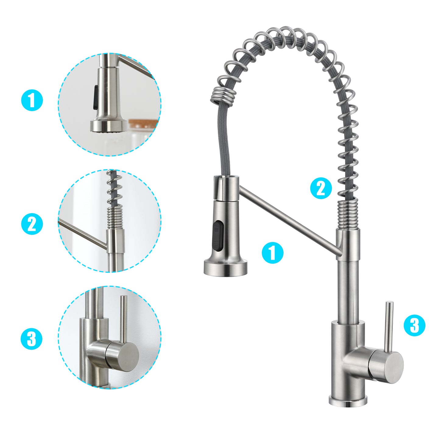 Single Handle Pull Down Sprayer Kitchen Faucet Single Handle in Brushed Nickel