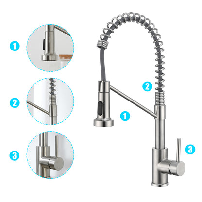 Single Handle Pull Down Sprayer Kitchen Faucet Single Handle in Brushed Nickel