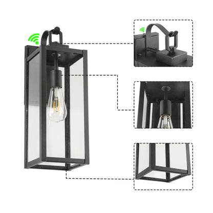 1-Light Matte Black Sensing Outdoor Hardwired Wall Sconce with No Bulb Included