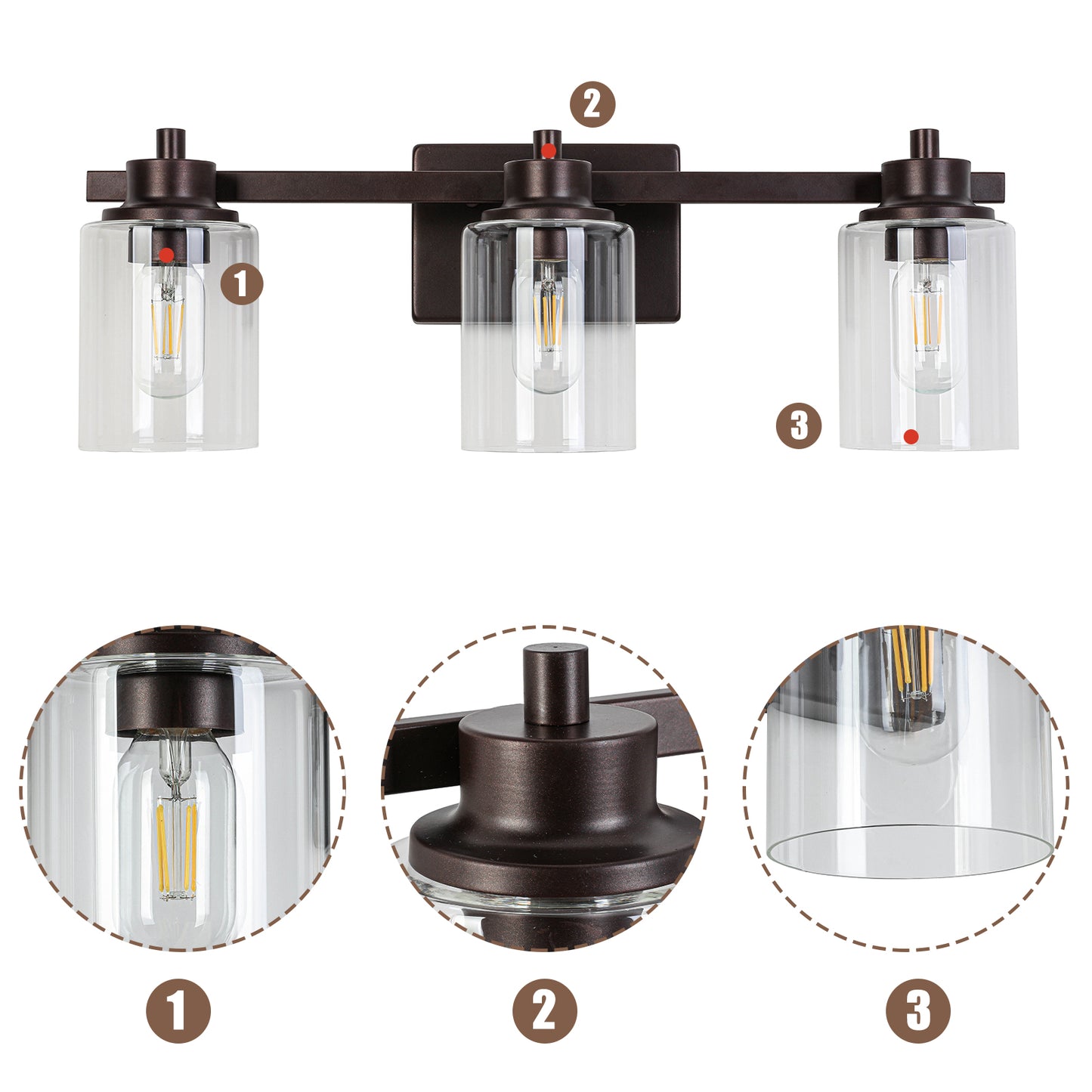 Vanity light 23-in 3-Light Oil-Rubbed Bronze Industrial Vanity Light