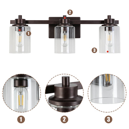 Vanity light 23-in 3-Light Oil-Rubbed Bronze Industrial Vanity Light