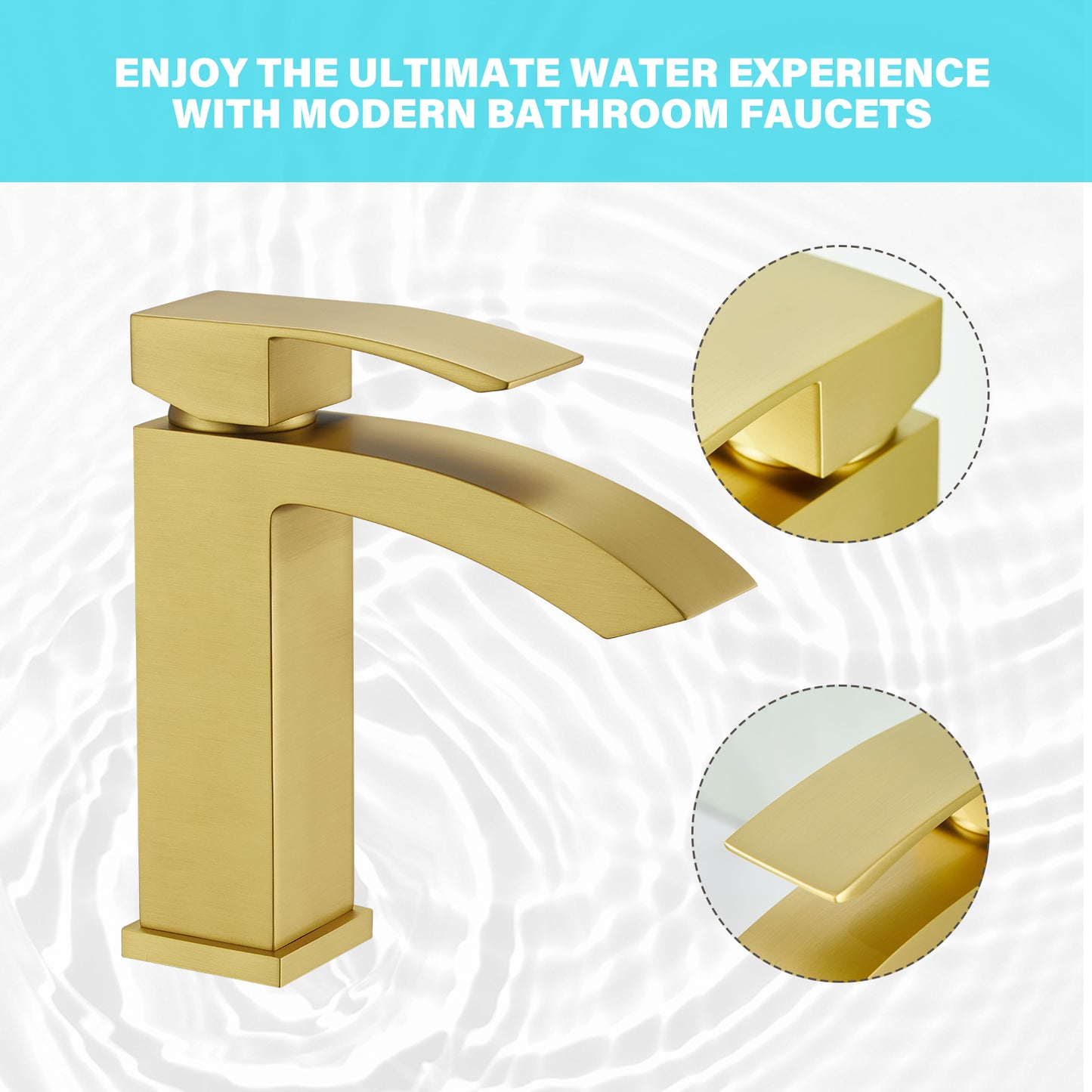 Single Handle Single Hole Bathroom Faucet Spot Resistant in Brushed Gold