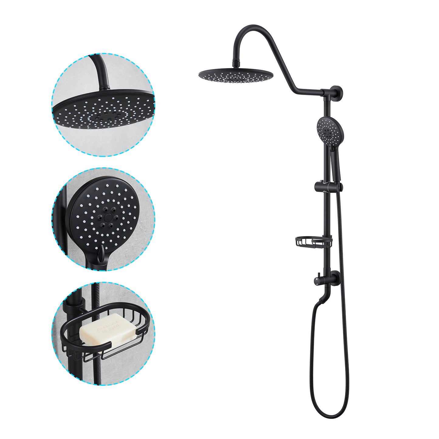 Wall Bar Shower Kit 1-Spray 7.85 in. Round Rain Shower Head with Hand Shower in Oil-Rubbed Bronze