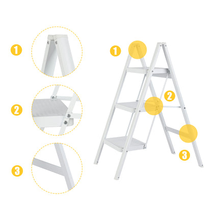3-Step Iron Folding Step Stool Ladder 330 lbs. Load Capacity Type IA Duty Rating (5.38 ft. Reach Height), White Questions & Answers