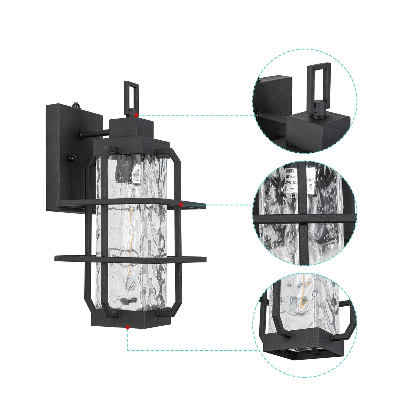 Outdoor Wall Light 1-Light 14.17-in H Matte Black Dusk to Dawn Led, Outdoor Wall Light
