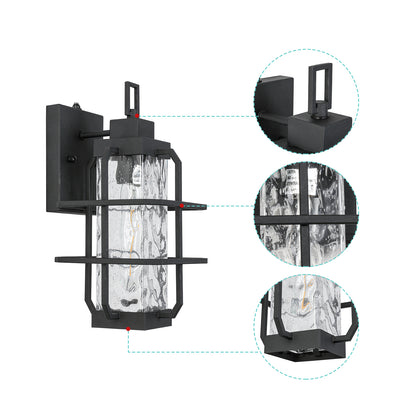 Outdoor Wall Light 1-Light 14.17-in H Matte Black Dusk to Dawn Led, Outdoor Wall Light