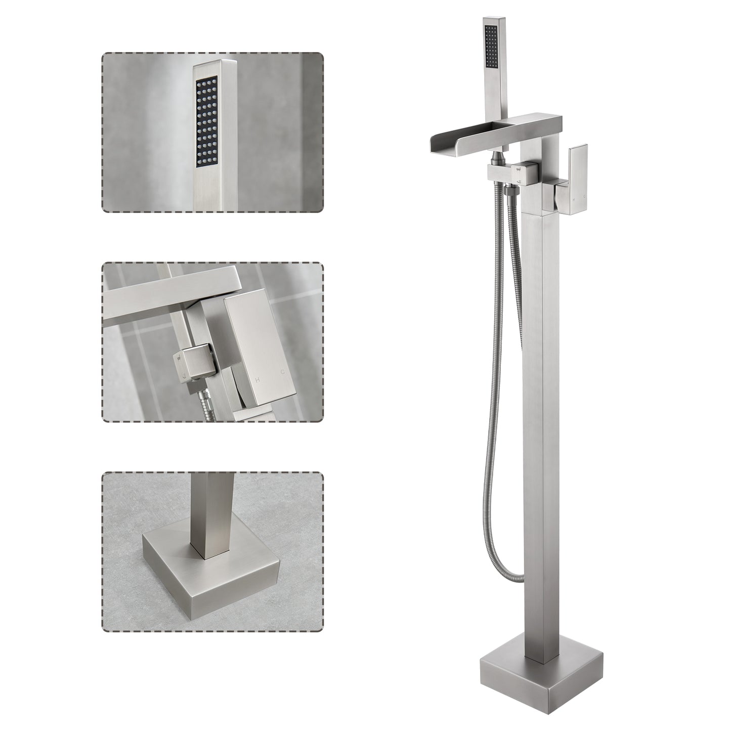 Single-Handle Free Standing Claw Foot Freestanding Tub Faucet with Handheld Shower in Chrome