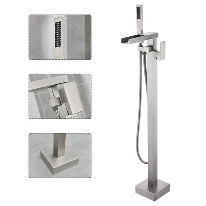 Single-Handle Free Standing Claw Foot Freestanding Tub Faucet with Handheld Shower in Chrome