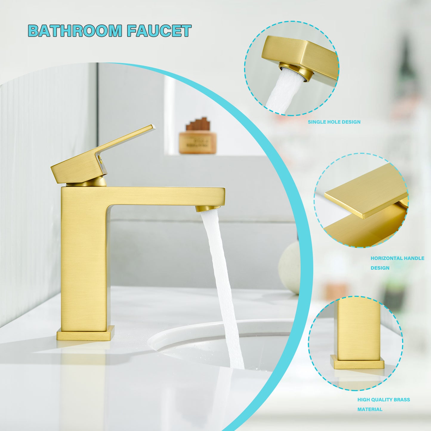 Single-Handle Single Hole Bathroom Faucet in Brushed Gold