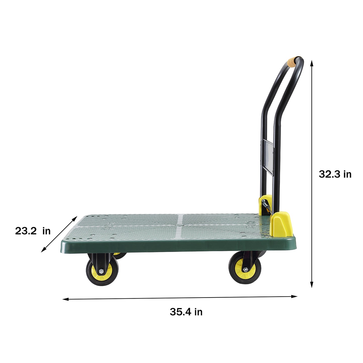 Foldable Push Hand Cart, Platform Truck with 880 lbs. Weight Capacity, Green