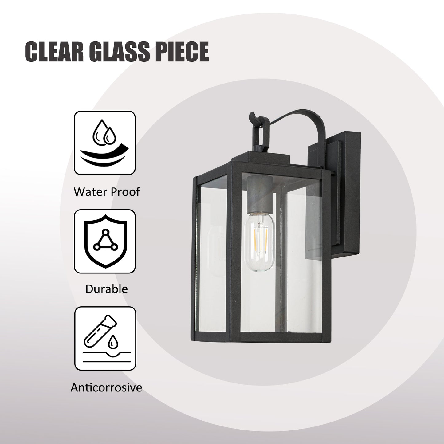 " 1-Light Matte Black Sensing Outdoor Hardwired Wall Sconce with No Bulb Included"
