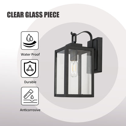 " 1-Light Matte Black Sensing Outdoor Hardwired Wall Sconce with No Bulb Included"