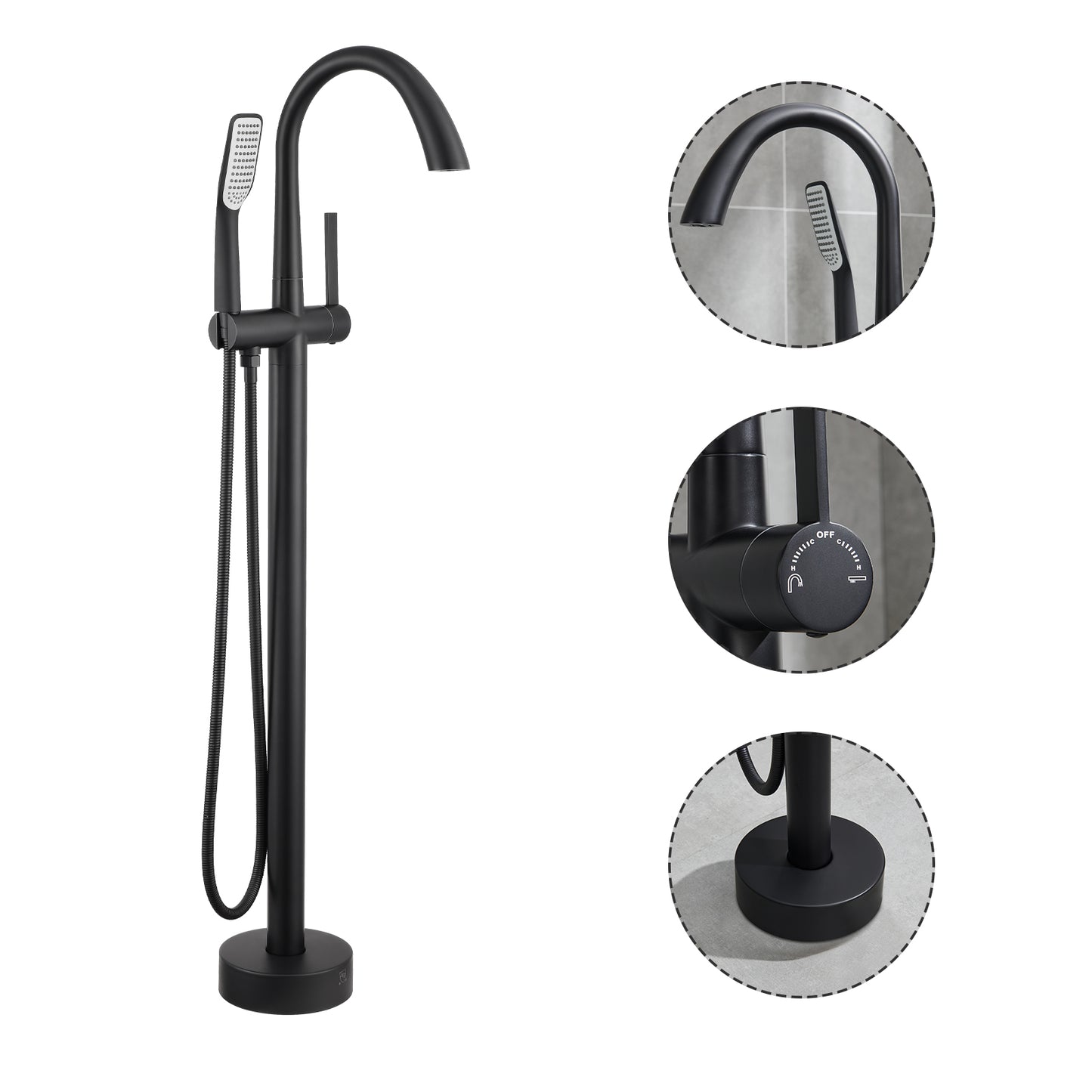 Single-Handle Freestanding Tub Faucet with Handheld Shower in. Matte Black