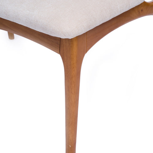 Mid Century Rattan Dining Chairs Set of 2, Solid Rubber Wood Side Chairs with Cane Rattan Back