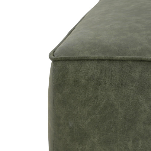 Green Square PU Leather Modular Sectional Ottoman, Pocket Coil Cushion Footrest for Contemporary Sofa Sets