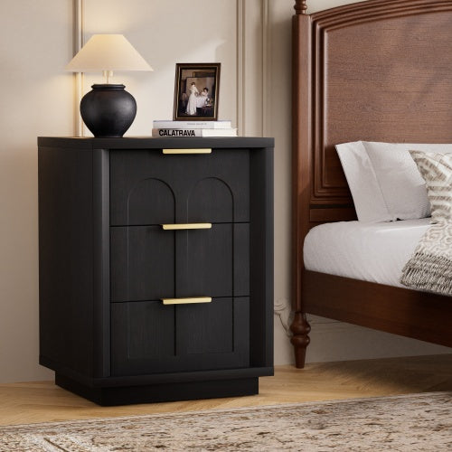 Black 3-Drawer 2-Pack Nightstands