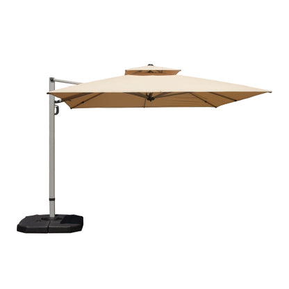 10'X10' Square Cantilever Umbrella with Center Pole, Beige (Base Not Included)