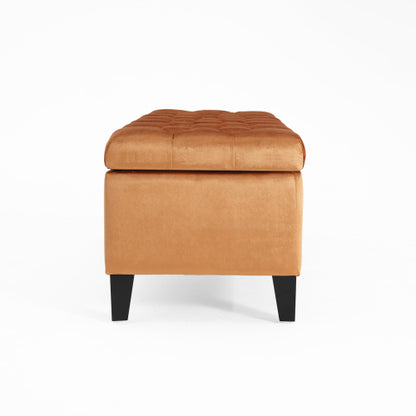 51 inch Contemporary Diamond Tufted Storage Ottoman, Soft Close Hinge Multifunctional Entryway Footrest Bench