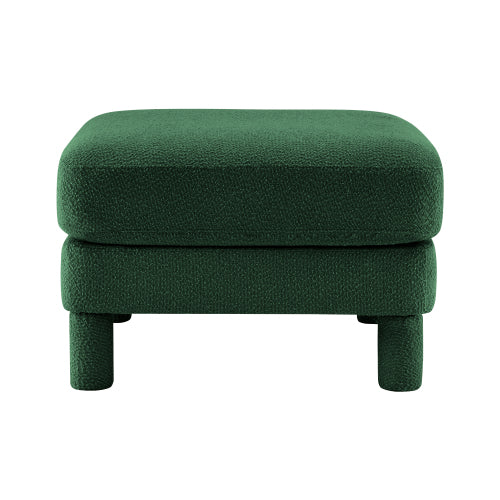 Modern Ottoman Polyester Green Upholstered Accent Ottoman with Boucle Fabric and Wooden Frame