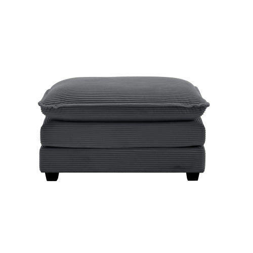 Grey Corduroy Ottoman Footstool, Matching Accessory for 2/3/4 Seater Sofas, Retro Upholstered Footrest
