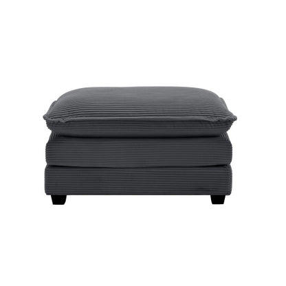 Grey Corduroy Ottoman Footstool, Matching Accessory for 2/3/4 Seater Sofas, Retro Upholstered Footrest