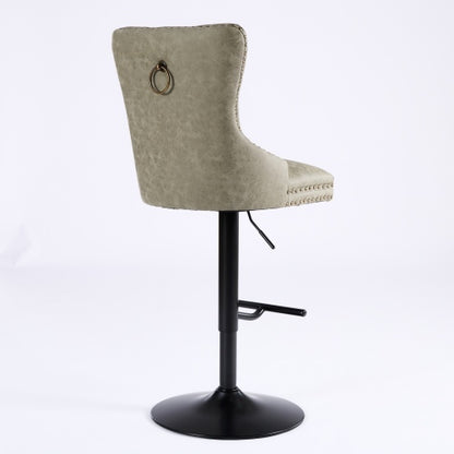 Furniture,Aged and Retro PU Swivel Barstools Adjusatble Seat Height from 26-33 Inch, Modern Bar Stools with Backs Comfortable Tufted for Home Pub and Kitchen Island (Olive Green,Set of 2)