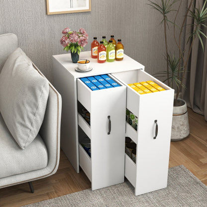 3-Tier Adjustable Side Panel Mobile Dustproof Storage Bookcase Cabinet