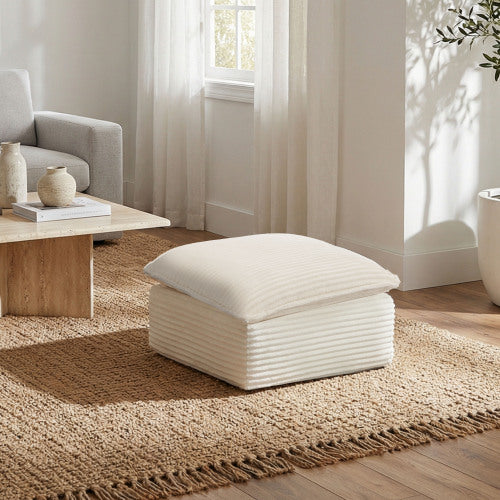 Square Vacuum Compressed Ottoman, No-Assembly High Density Foam Foot Stool, Fire Resistant Fabric for Small Apartment