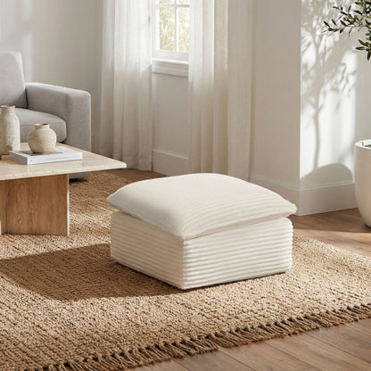 Square Vacuum Compressed Ottoman, No-Assembly High Density Foam Foot Stool, Fire Resistant Fabric for Small Apartment