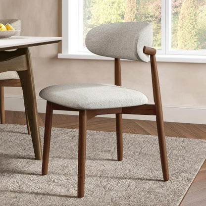 Solid Ash Wood Dining Chairs with Upholstered Seats, Set of 2, Walnut