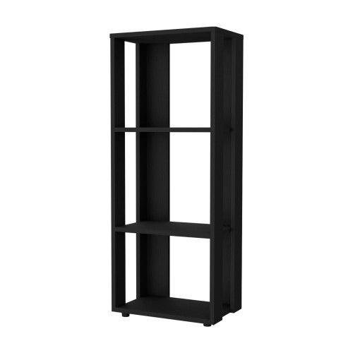 Black Melamine 3-Tier Minimalist Open Storage Bookcase