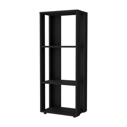 Black Melamine 3-Tier Minimalist Open Storage Bookcase