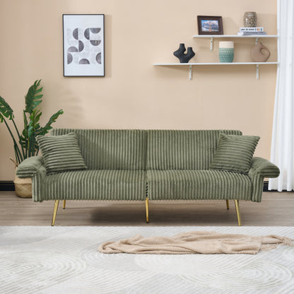 79 inch  Foldable Corduroy Sofa Bed with Adjustable Folding Armrests