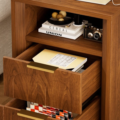 Walnut 2-Pack Nightstands with Charging Station