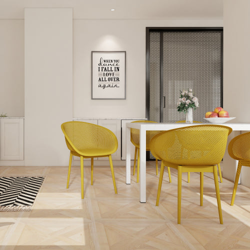 Holiday - 2-Pack Modern Lounge Chairs – Indoor/Outdoor All-Weather PP Plastic, Lightweight for Patio, Beach, Living Room (Earthy yellow)