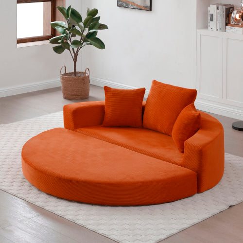 Compressed Corduroy Frameless Convertible Floor Sofa-Bed No-Assembly Adjustable Futon for Apartment Bedroom Living Room