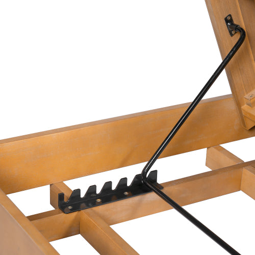 Outdoor Chaise Lounge Chair with 6-Position Adjustable Backrest,Acacia solid wood,Copper Teak Color