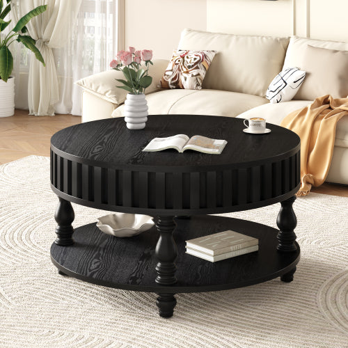 31.5inch  Flip-Top Fluted Coffee Table, Black