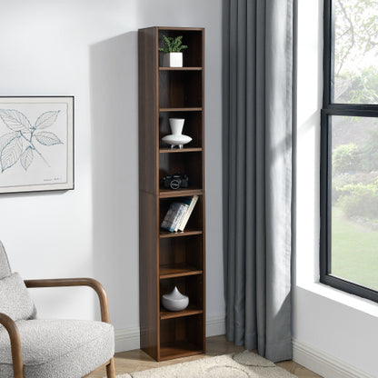70.9 Inch 8-Tier Detachable Adjustable Slim Media Storage Tower Home Narrow Bookcase