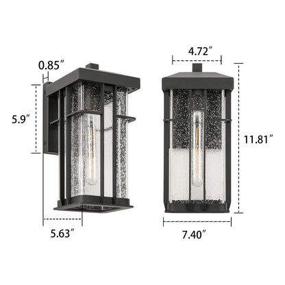 " 1-Light Matte Black Metal not Motion Sensing Outdoor Hardwired Wall Sconce with No Bulbs Included"