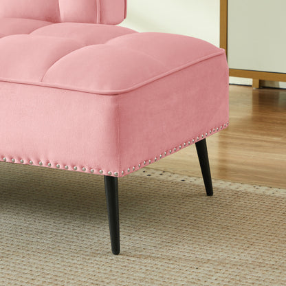 54-Inch Modern 2-Seater Velvet Loveseat Sofa with 360 degree  Rotating Side Table Space-Saving