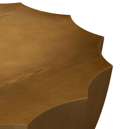 35.43" Modern Outdoor and Indoor Waterproof Coffee Table, Durable MgO Cement Design, Suitable for Terraces, Gardens, Backyards and Living Rooms (Deep wood grain color)